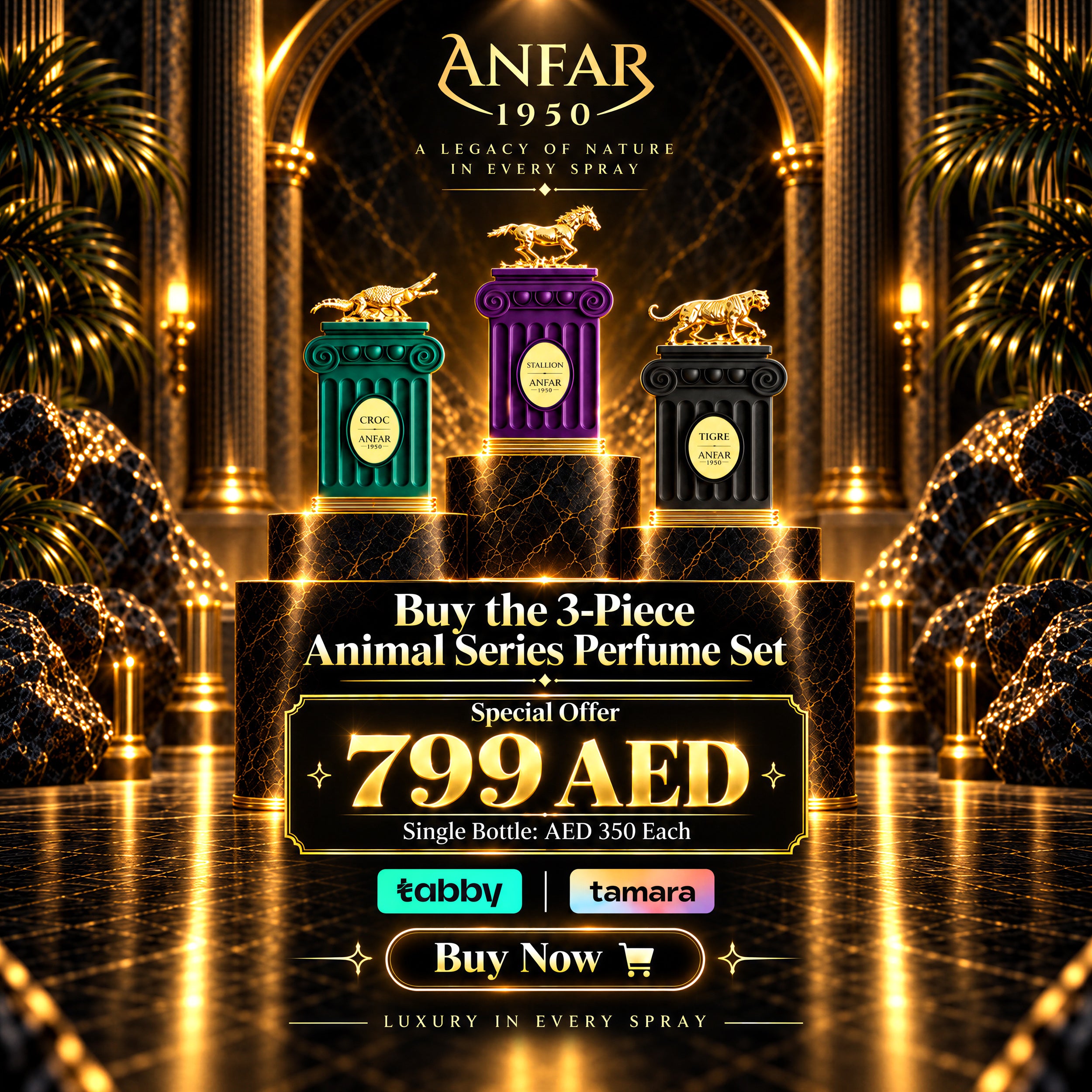 Anfar 1950 Animal Series 3-Piece Perfume Set – Stallion, Tigre & Croc