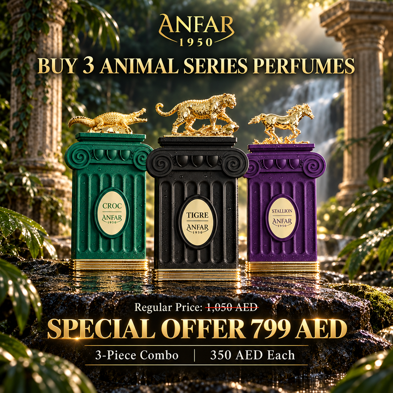 Anfar 1950 Animal Series 3-Piece Perfume Set – Stallion, Tigre & Croc